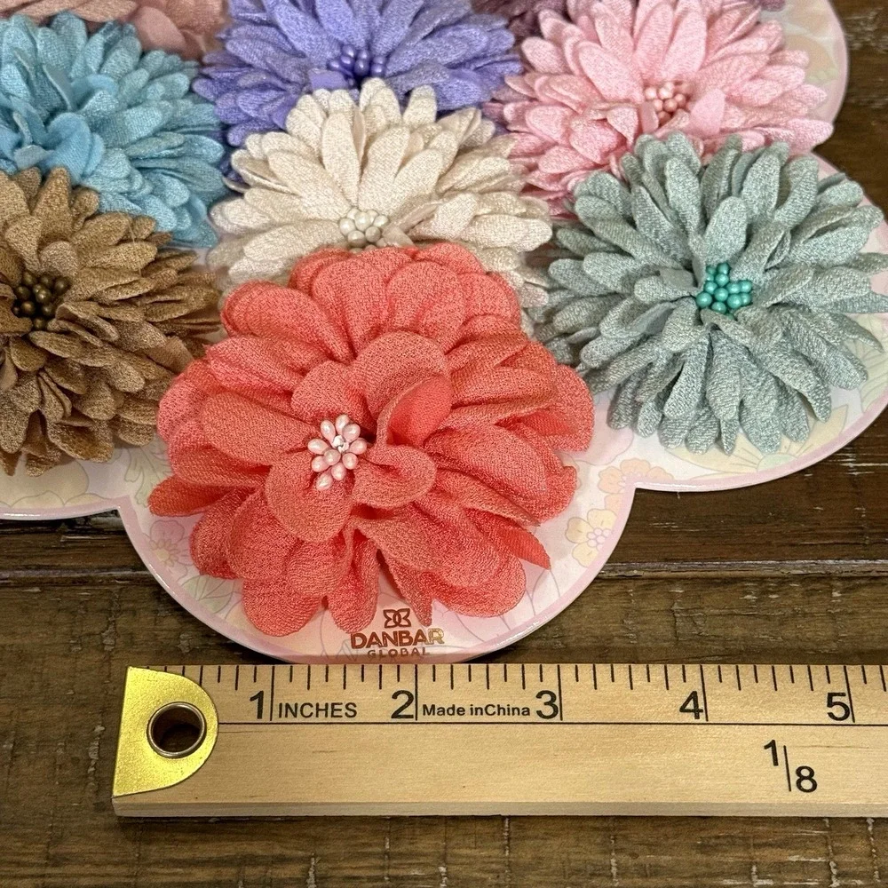 Ava Olivia Flower Hair Clips Spring Summer Colors Set of 10 Brand New